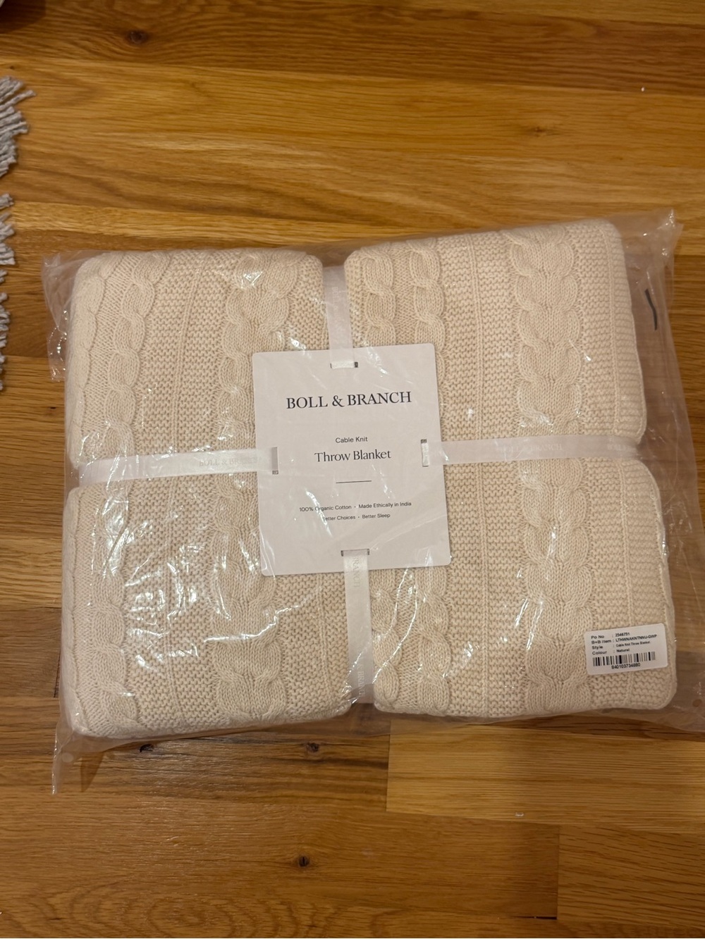 Boll & Branch Cream Cable Knit Throw Blanket - Soft Cotton